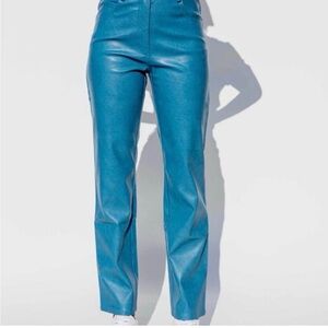 Miaou Junior Vegan Leather Teal Straight Leg Jeans